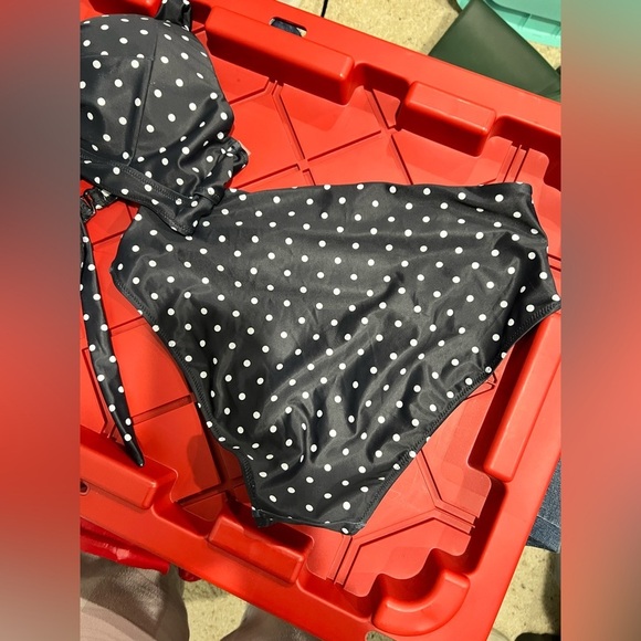 NWT blackish blue-ish 2 piece bikini set polka‎ dot L large TEMPT ME - Picture 10 of 12